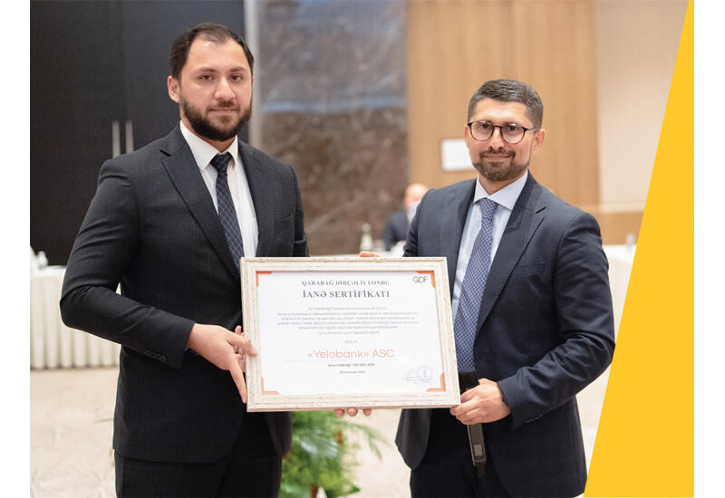 Yelo Bank наградили Сертификатом «Фонда Возрождения Карабаха»