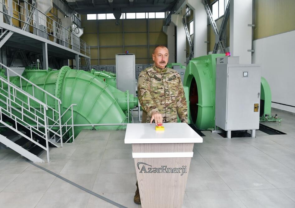 Президент Ильхам Алиев принял участие в открытии после реконструкции малых гидроэлектростанций «Суговушан-1» и «Суговушан-2»