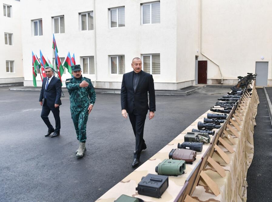 Президент Ильхам Алиев открыл в Джебраиле комплекс воинской части Государственной пограничной службы