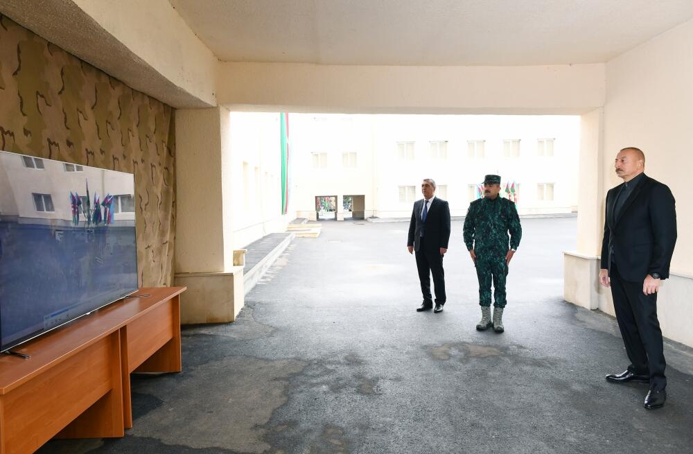 Президент Ильхам Алиев открыл в Джебраиле комплекс воинской части Государственной пограничной службы