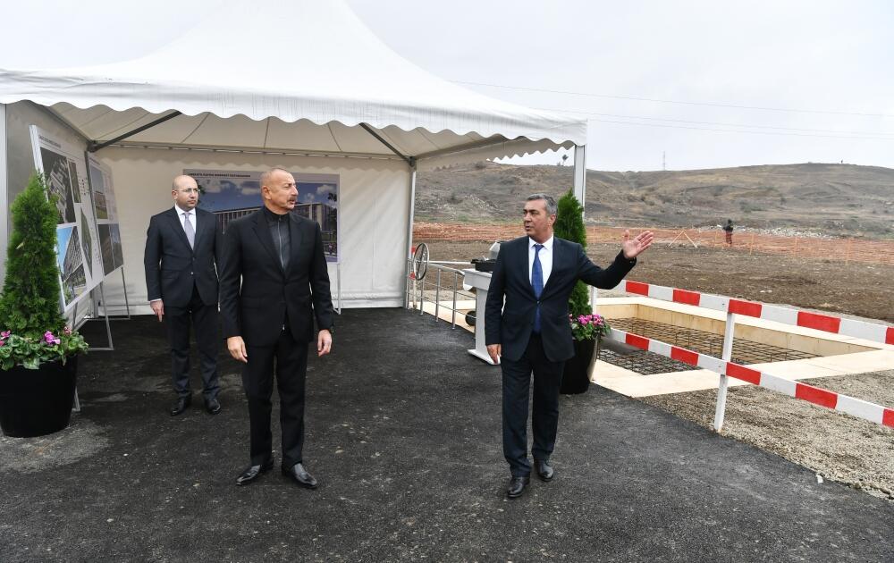 Президент Ильхам Алиев заложил фундамент Центральной больницы в Джебраиле