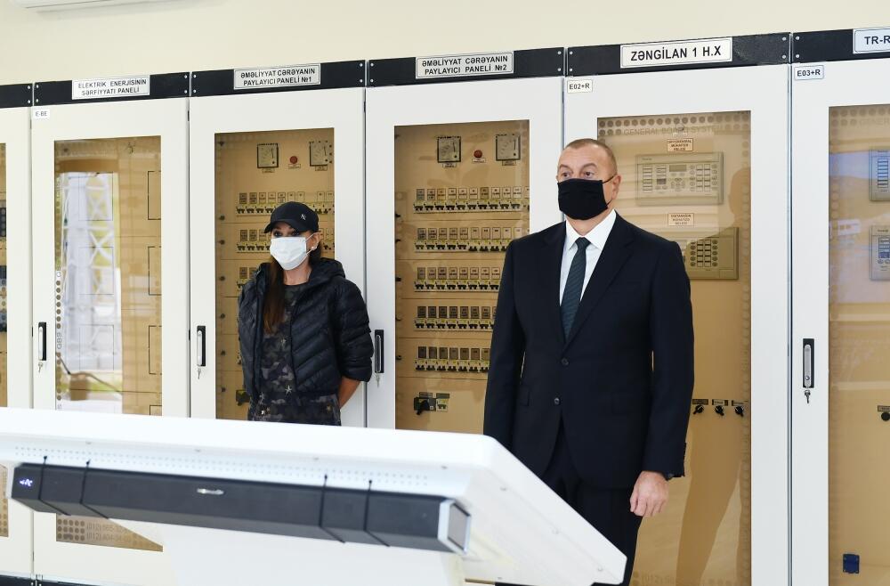Президент Ильхам Алиев и Первая леди Мехрибан Алиева приняли участие в открытии подстанции "Зангилан"