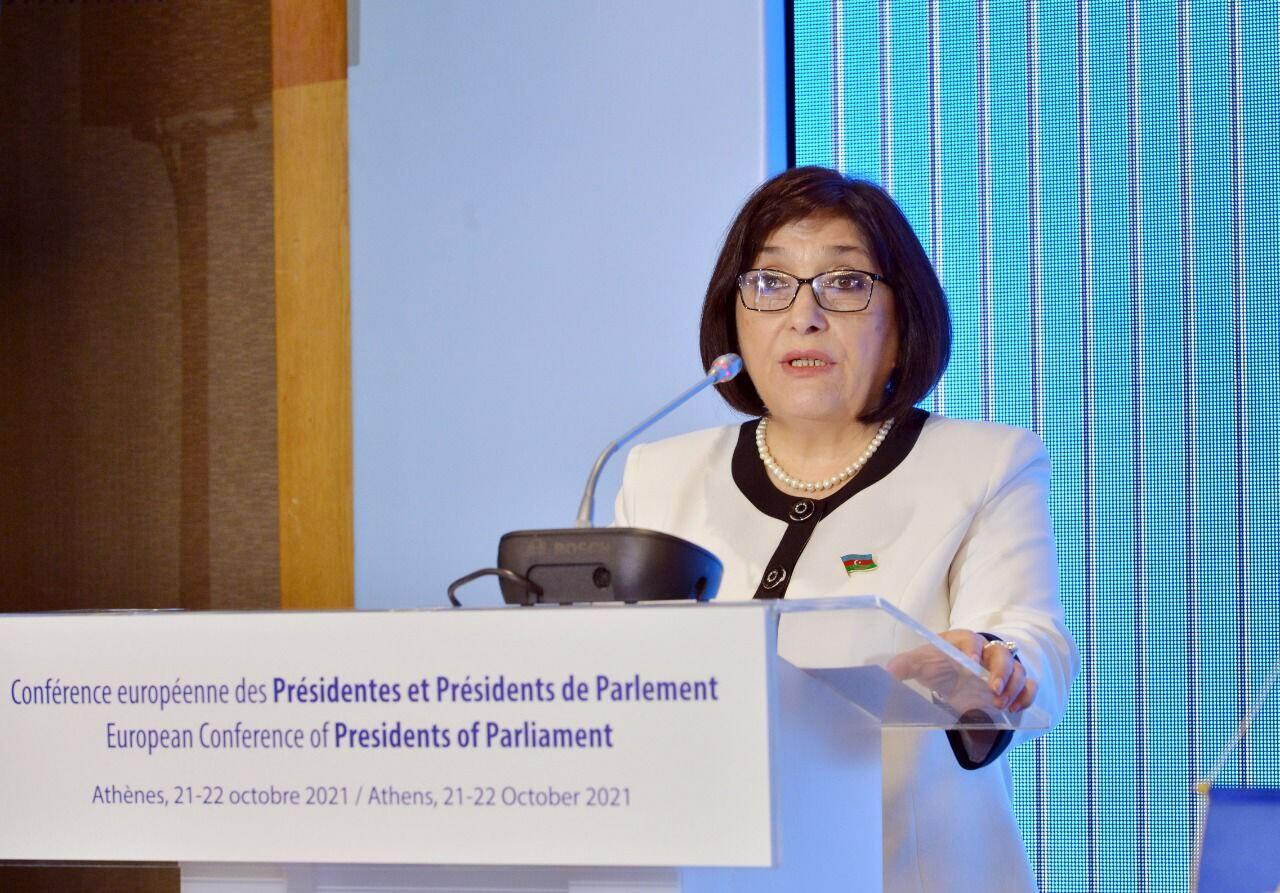 Milli Məclisin sədri Parlament Sədrlərinin Avropa Konfransında çıxış edib