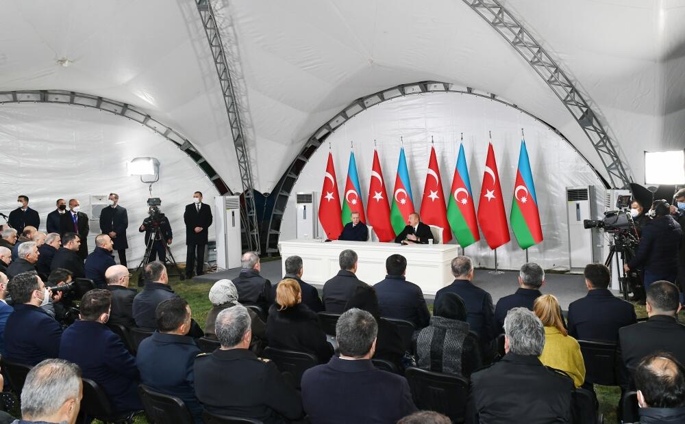 Президенты Азербайджана и Турции выступили с заявлениями для прессы в Зангилане