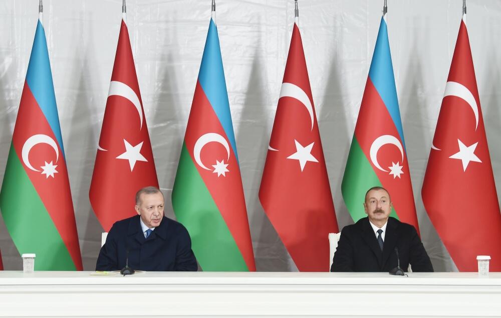 Президенты Азербайджана и Турции выступили с заявлениями для прессы в Зангилане