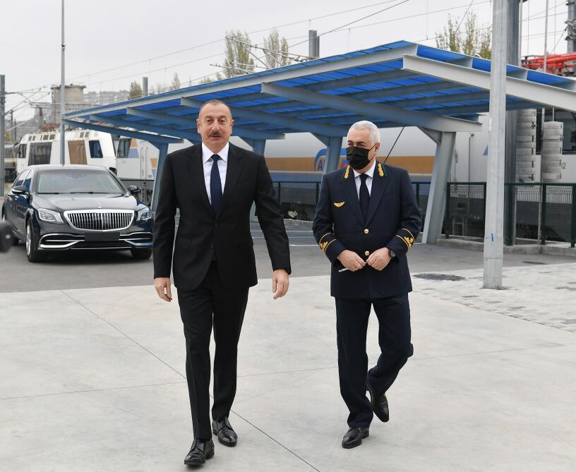 Президент Ильхам Алиев принял участие в открытии нового локомотивного депо Баладжары