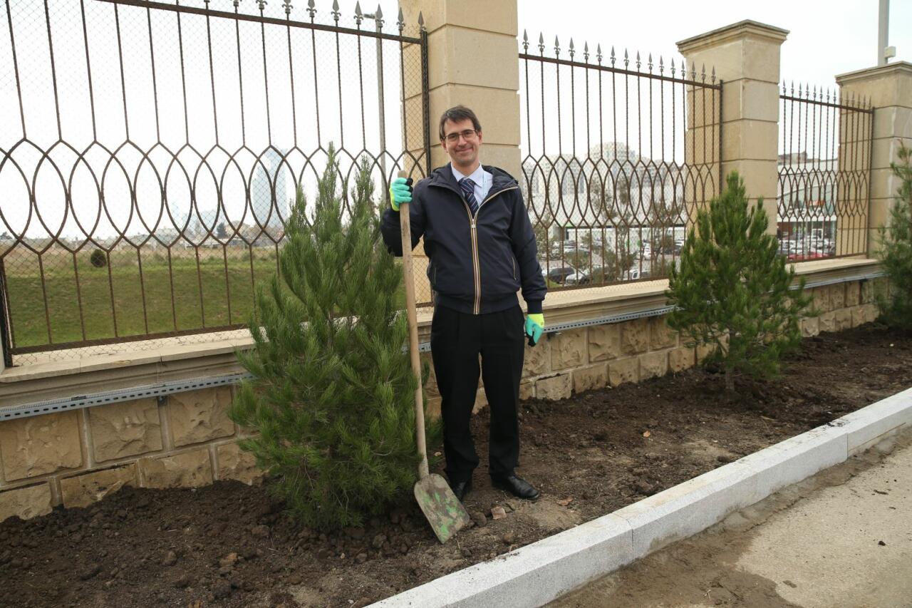 В рамках ЧМ по прыжкам на батуте и тамблингу в Баку прошла акция по посадке деревьев