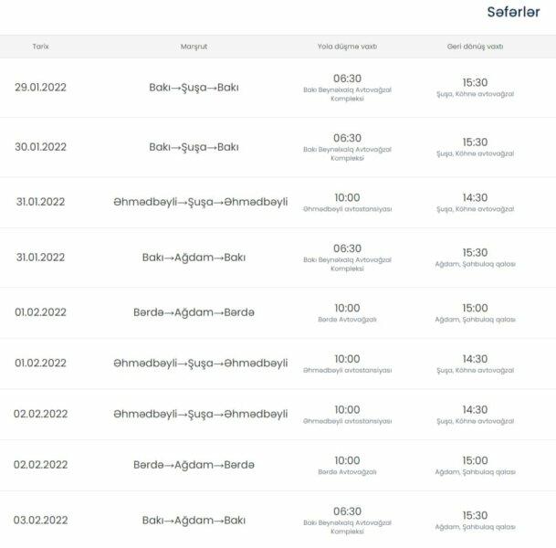 Названа дата очередного автобусного рейса Баку-Агдам
