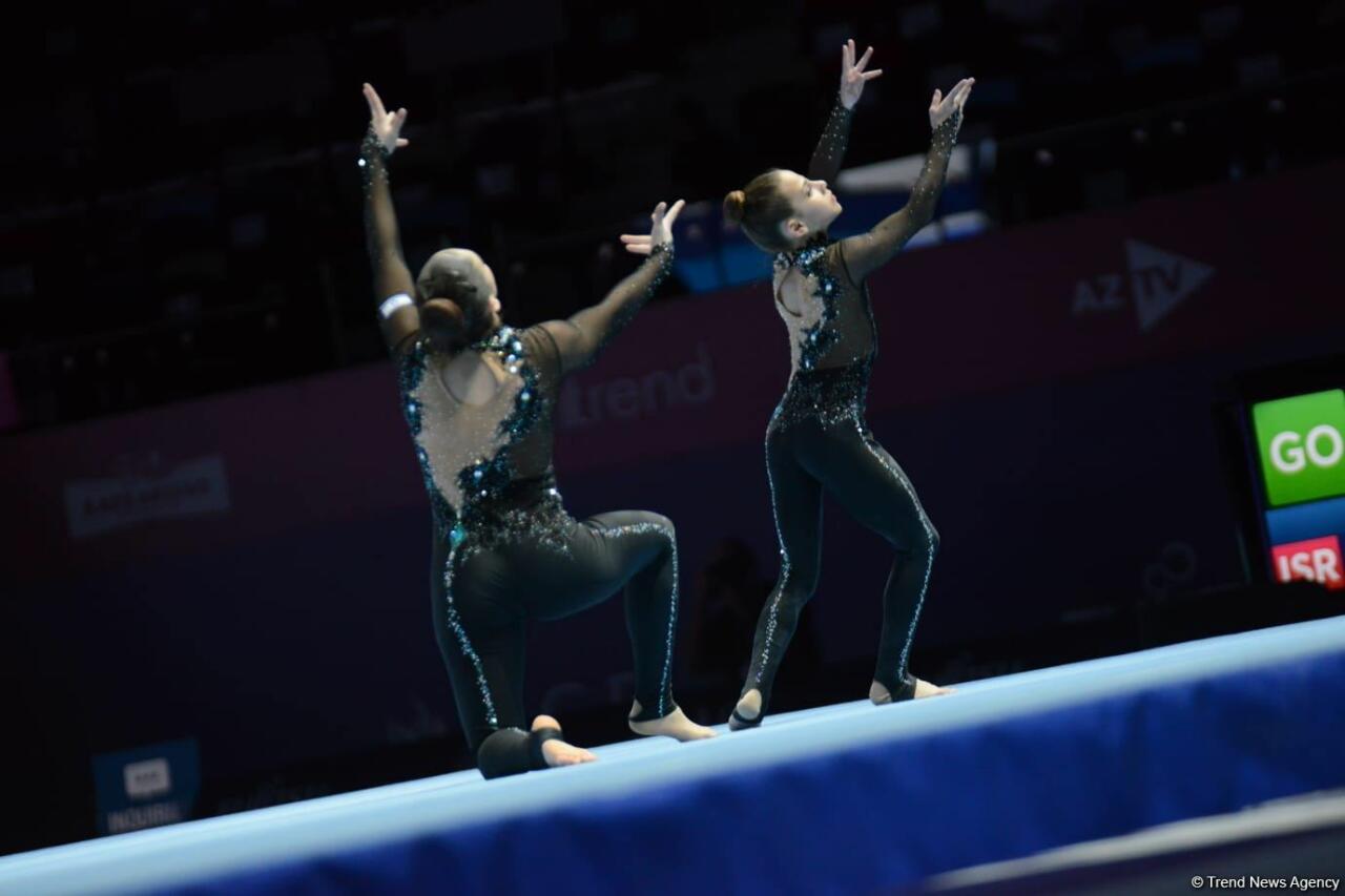 Спортсменки из Израиля заняли первое место среди женских пар на Всемирных соревнованиях по акробатической гимнастике в Баку