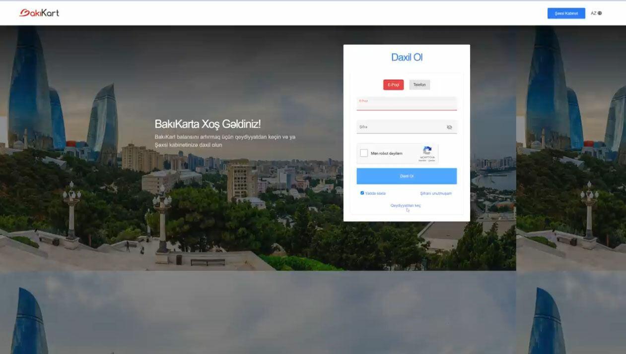"Bakı kart"ın balansı onlayn necə artırılır?