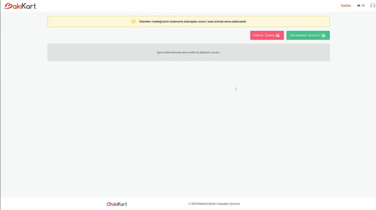 "Bakı kart"ın balansı onlayn necə artırılır?