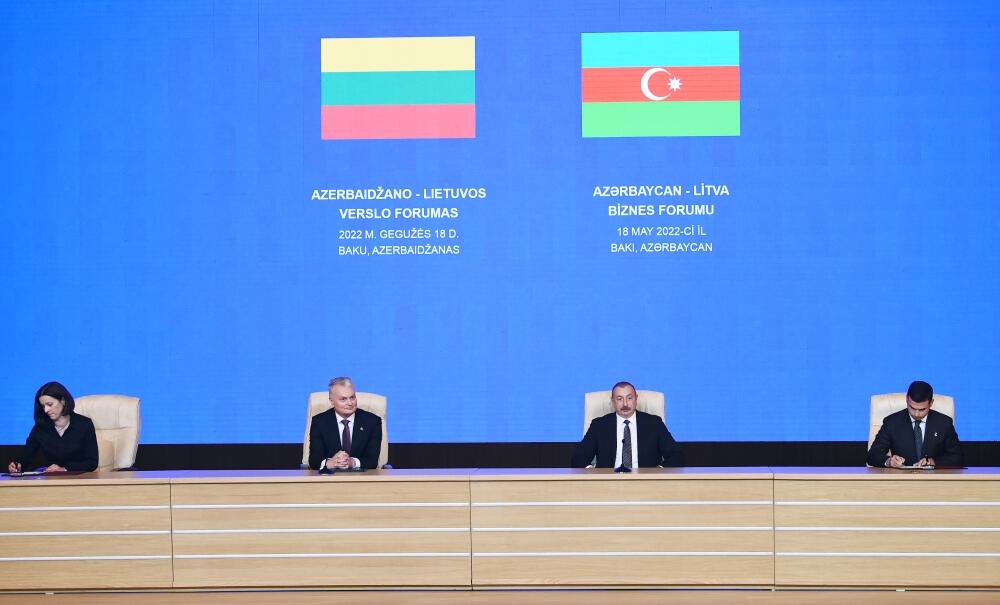 Президент Ильхам Алиев и Президент Гитанас Науседа приняли участие в азербайджано-литовском бизнес-форуме