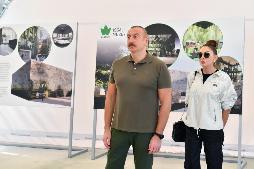Президент Ильхам Алиев и Первая леди Мехрибан Алиева приняли участие в церемонии закладки фундамента комплекса музеев оккупации и Победы в Зангилане