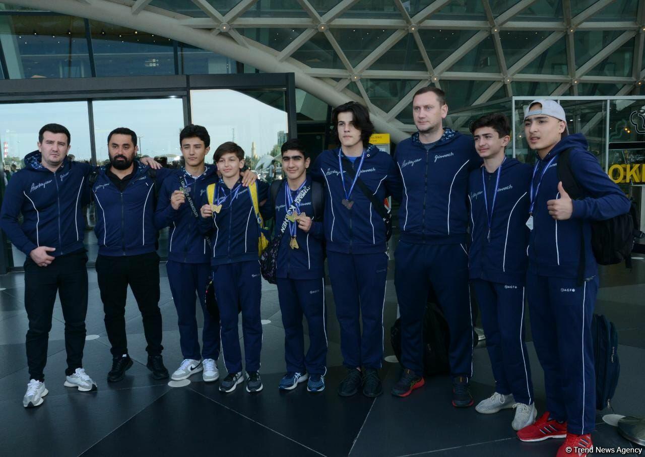 Азербайджанские гимнасты привезли в Баку из Италии медали Чемпионата Европы