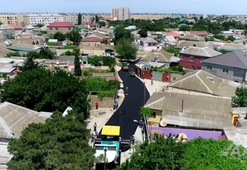 Əmircan qəsəbəsində məhəllədaxili yollar təmir edilir