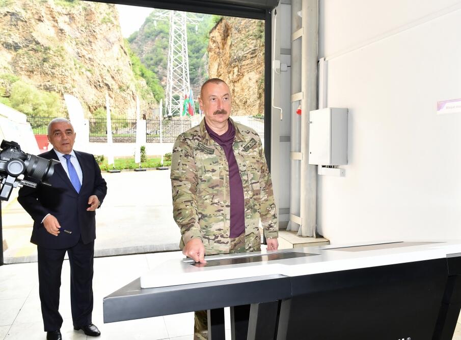 Президент Ильхам Алиев принял участие в открытии малой гидроэлектростанции “Кяльбаджар-1”