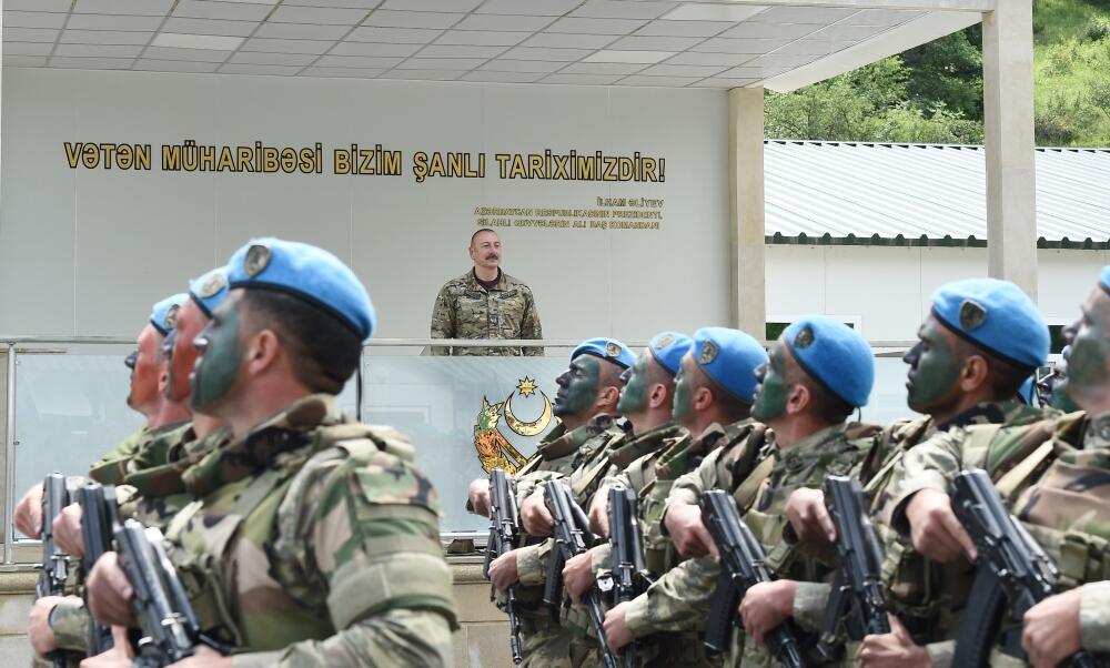 Президент, Победоносный Верховный главнокомандующий Ильхам Алиев принял участие в открытии воинской части в Кяльбаджарском районе