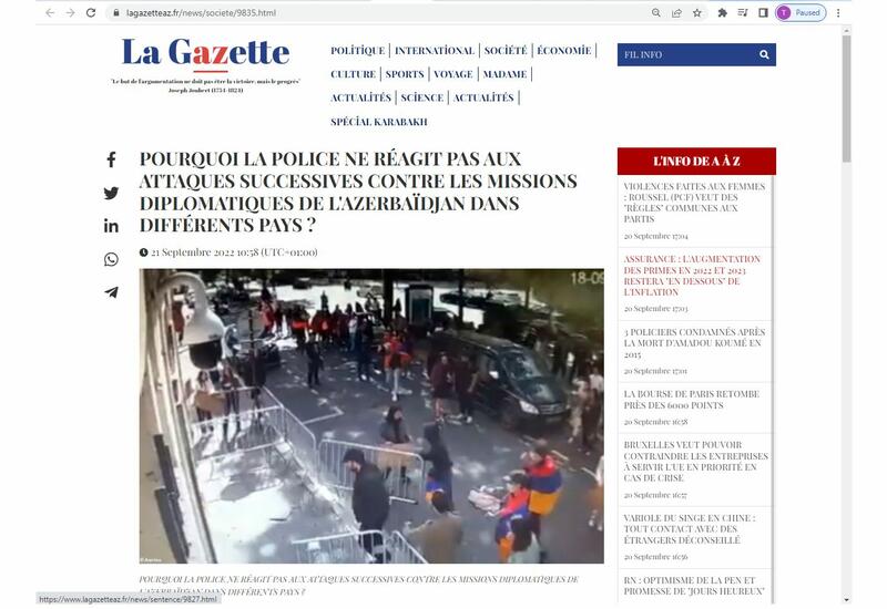 Fransa mətbuatı radikal ermənilərin səfirliklərimizə hücumundan yazdı