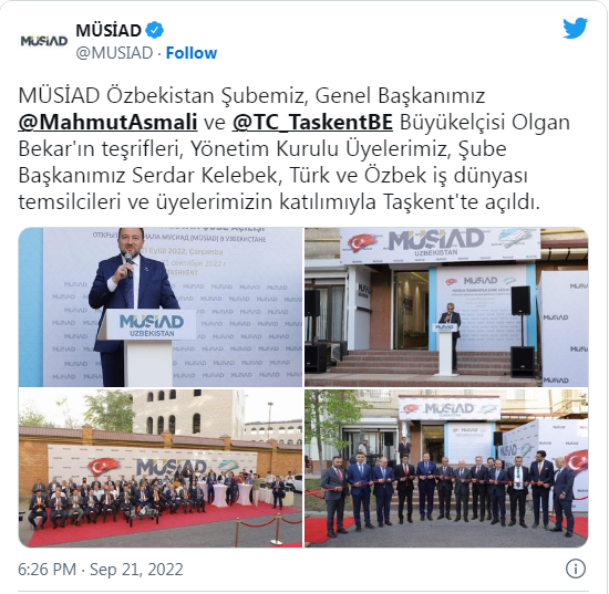 MÜSİAD-ın Özbəkistanda ilk filialı fəaliyyətə başlayıb