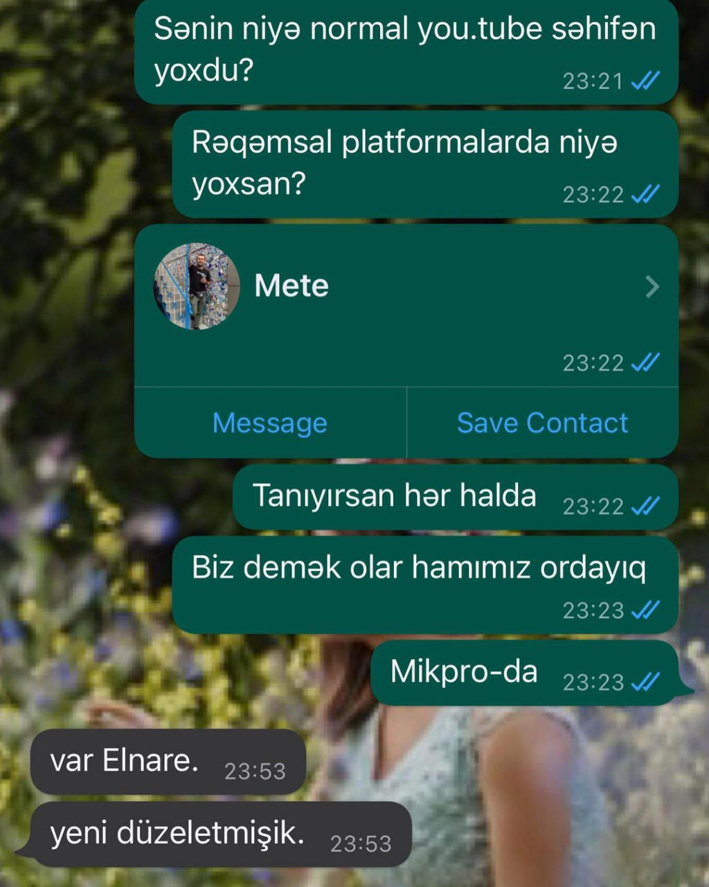 Rəhim Rəhimlinin son "Whatsapp" yazışmaları