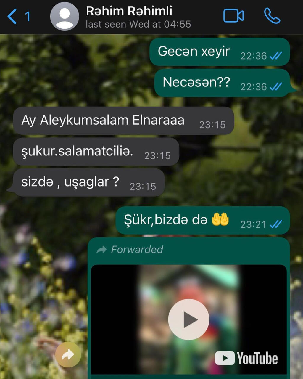 Rəhim Rəhimlinin son "Whatsapp" yazışmaları