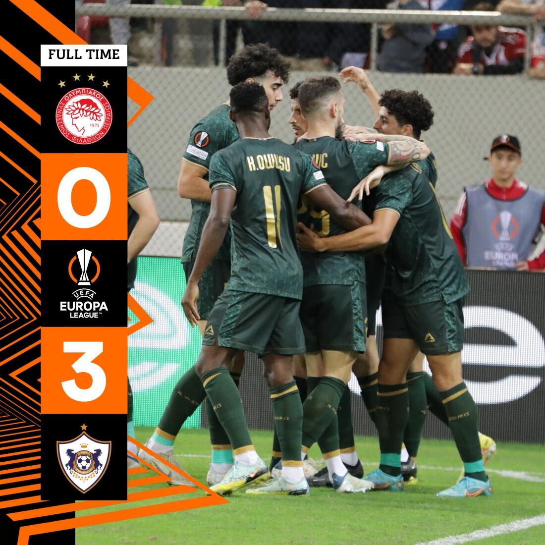 Лига Европы: «Карабах» разгромил в гостях «Олимпиакос»