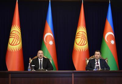 Президенты Азербайджана и Кыргызстана выступили с заявлениями для печати - ФОТО - ВИДЕО