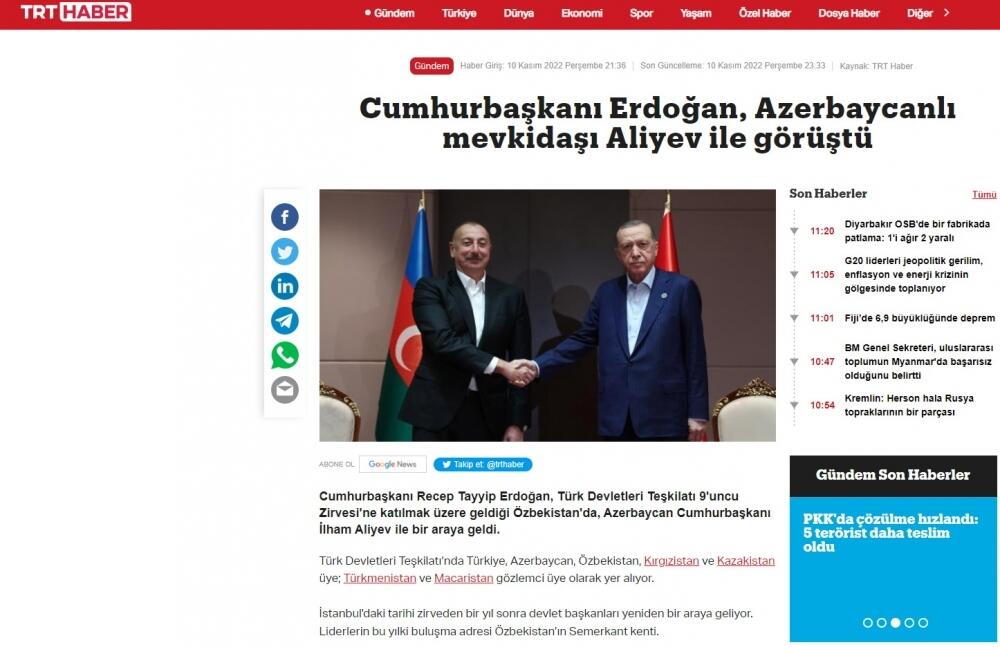 Выступление Президента Ильхама Алиева на Саммите ОТГ в центре внимания мировых СМИ