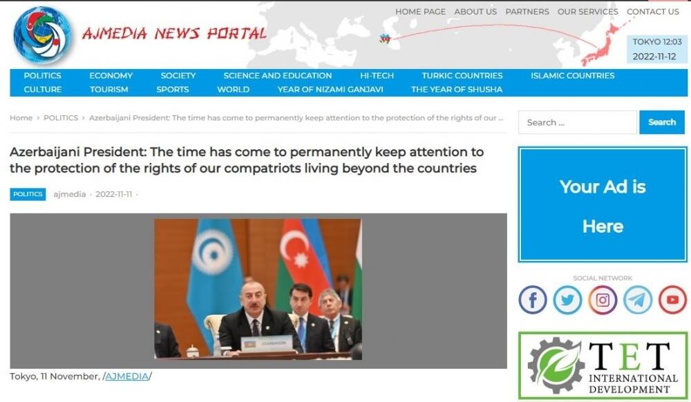 Выступление Президента Ильхама Алиева на Саммите ОТГ в центре внимания мировых СМИ