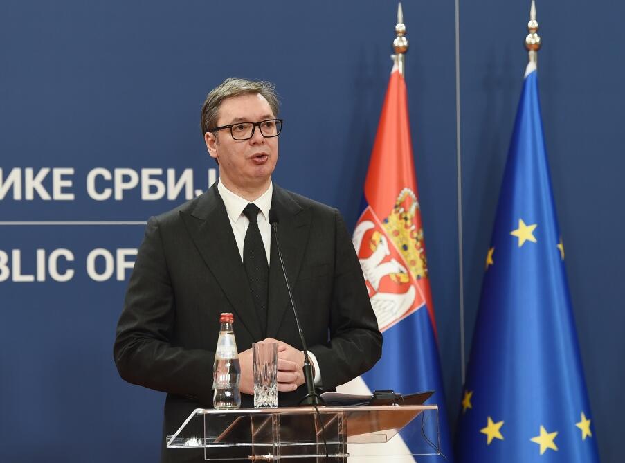 Президент Ильхам Алиев и Президент Александр Вучич выступили с заявлениями для печати
