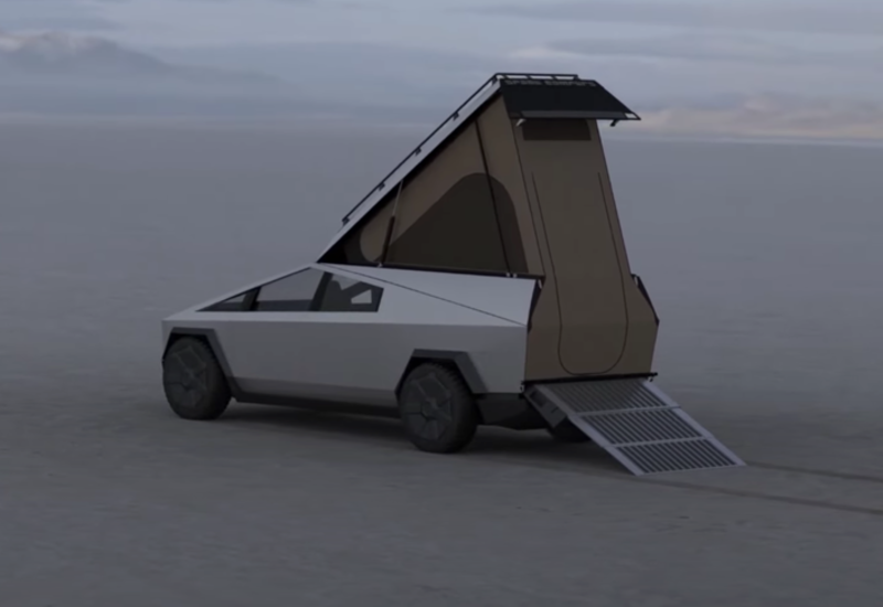 В сети показали Tesla Cybertruck со встроенной палаткой и кинотеатром
