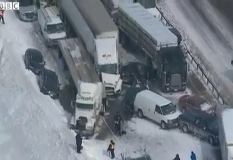 Крупная цепная авария в Канаде