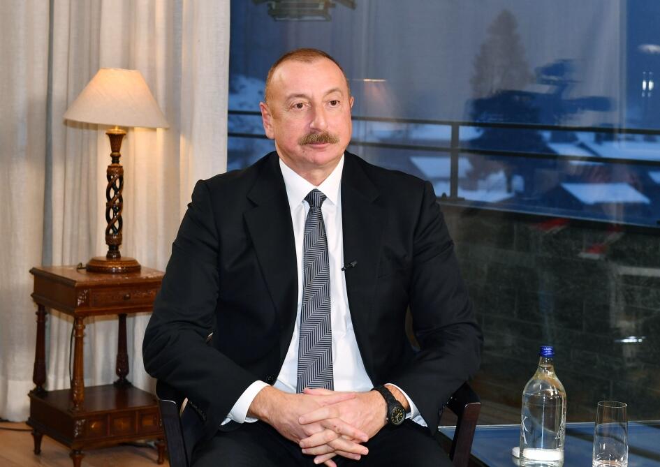 Президент Ильхам Алиев дал интервью китайскому телеканалу CGTN в Давосе