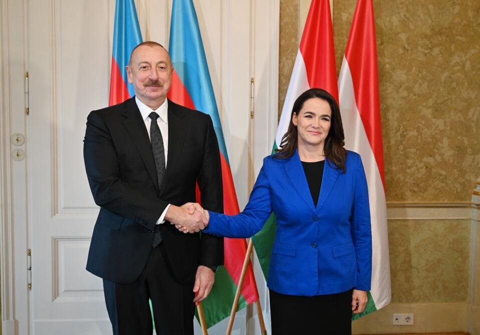 Состоялась встреча Президента Ильхама Алиева с Президентом Венгрии Каталин Новак один на один