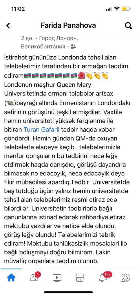 Londondakı Queen Mary Universitetinin rəhbərliyi Ermənistan səfirinin separatçı xarakterli görüşünə imkan verməyib