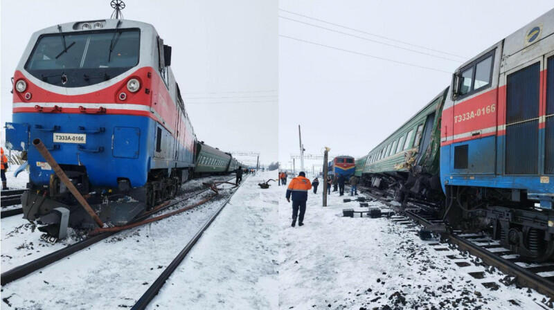 В Казахстане локомотив столкнулся с пассажирским поездом
