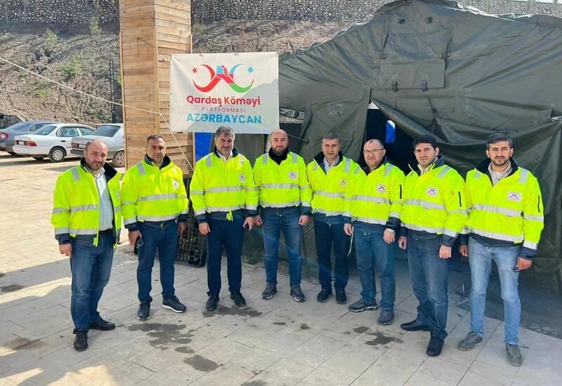 “Qardaş Köməyi platforması” nümayəndə heyəti növbəti dəfə Türkiyədə zəlzələ bölgəsinə səfər edib