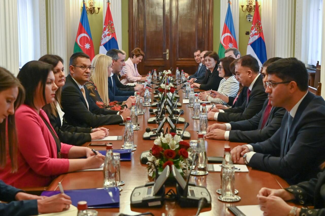 Milli Məclisin sədri Sahibə Qafarova Serbiya Milli Assambleyasının sədri ilə görüşüb