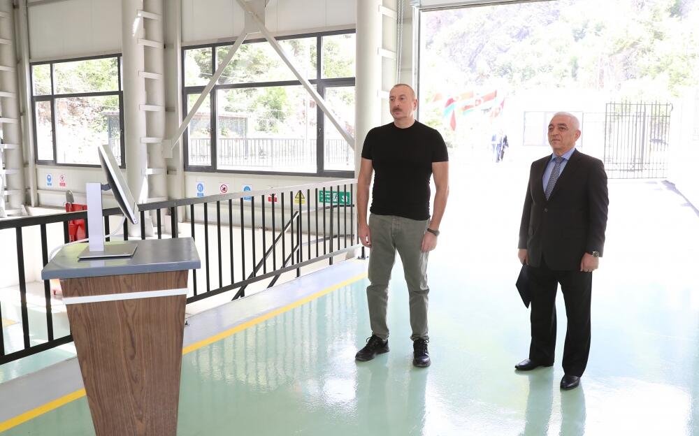 Президент Ильхам Алиев принял участие в церемонии открытия малой ГЭС “Гамышлы” в Кяльбаджаре