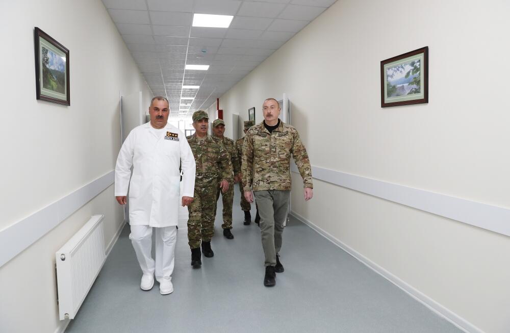 Президент Ильхам Алиев принял участие в открытии военного госпиталя в Кяльбаджаре
