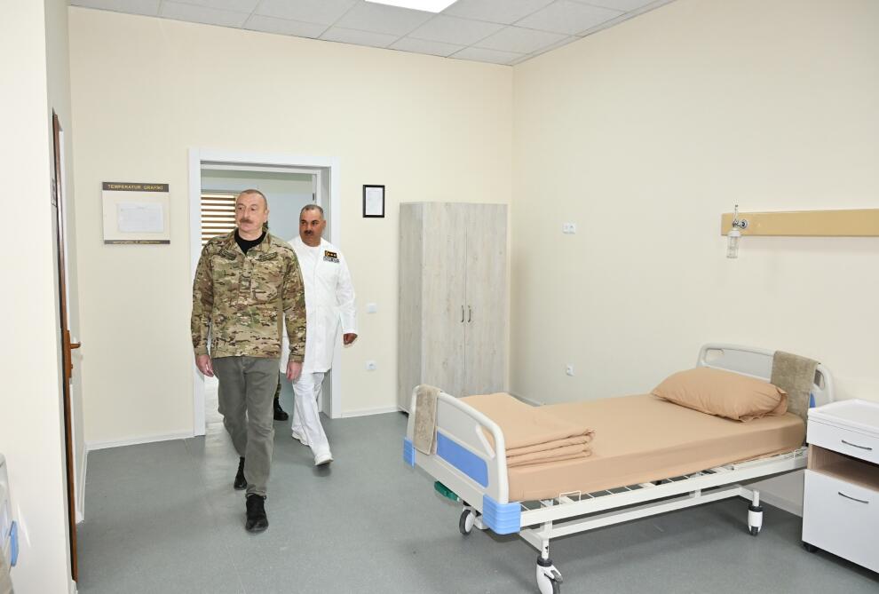 Президент Ильхам Алиев принял участие в открытии военного госпиталя в Кяльбаджаре