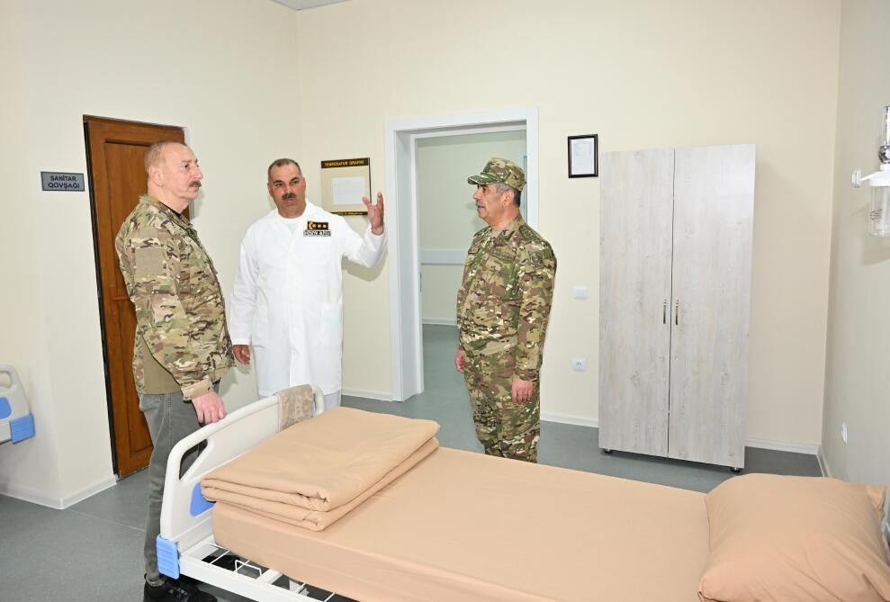 Президент Ильхам Алиев принял участие в открытии военного госпиталя в Кяльбаджаре