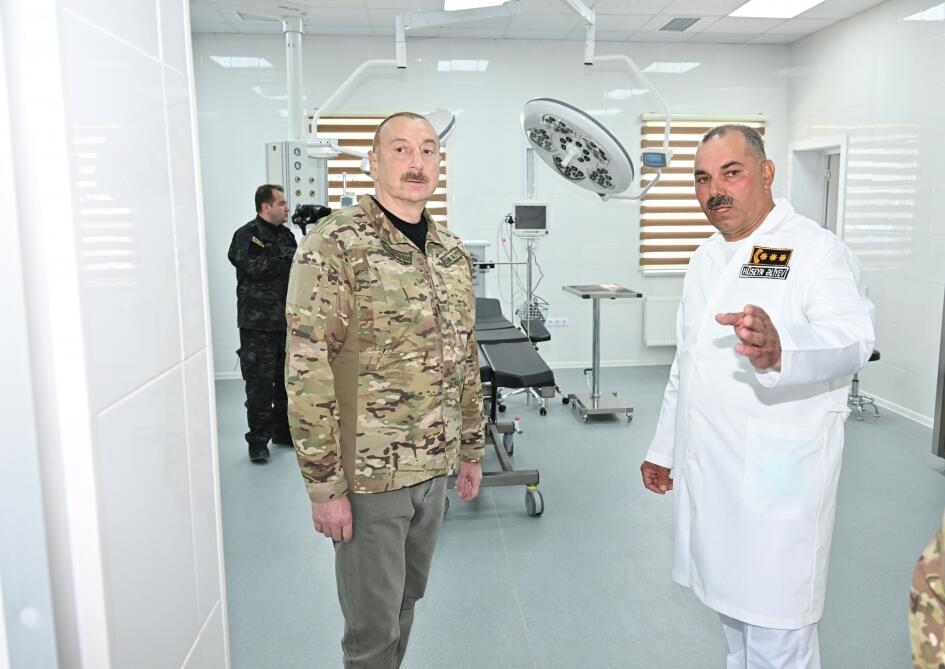 Президент Ильхам Алиев принял участие в открытии военного госпиталя в Кяльбаджаре