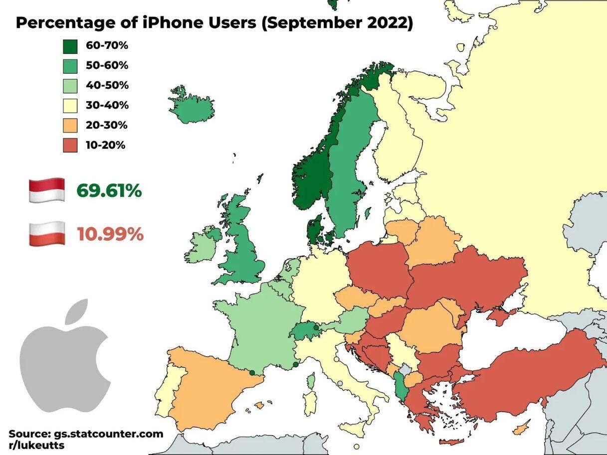 Ən çox “iPhone” istifadəçisi olan ölkələrin