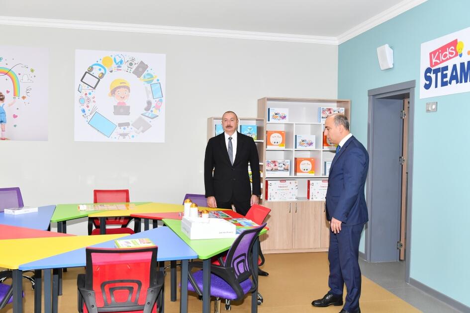 Президент Ильхам Алиев принял участие в открытии нового здания полной средней школы номер 11 города Хырдалан