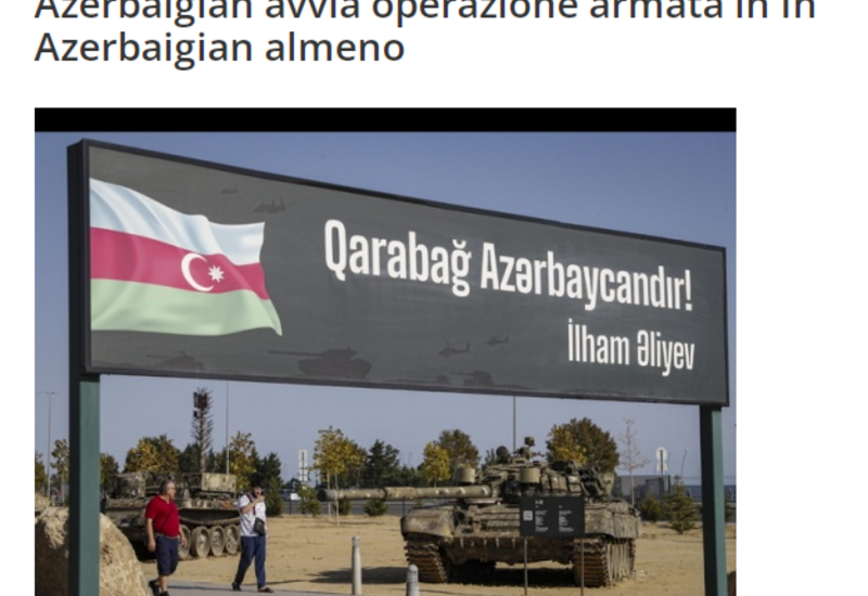 Итальянские СМИ написали об антитеррористических мероприятиях в Карабахе