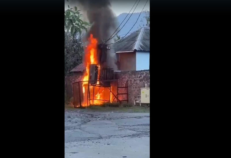 В Загатале сгорел трансформатор