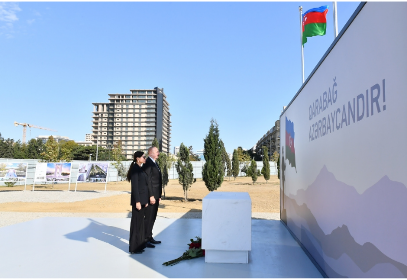 Президент Ильхам Алиев и Первая леди Мехрибан Алиева посетили в Баку строящийся Парк Победы