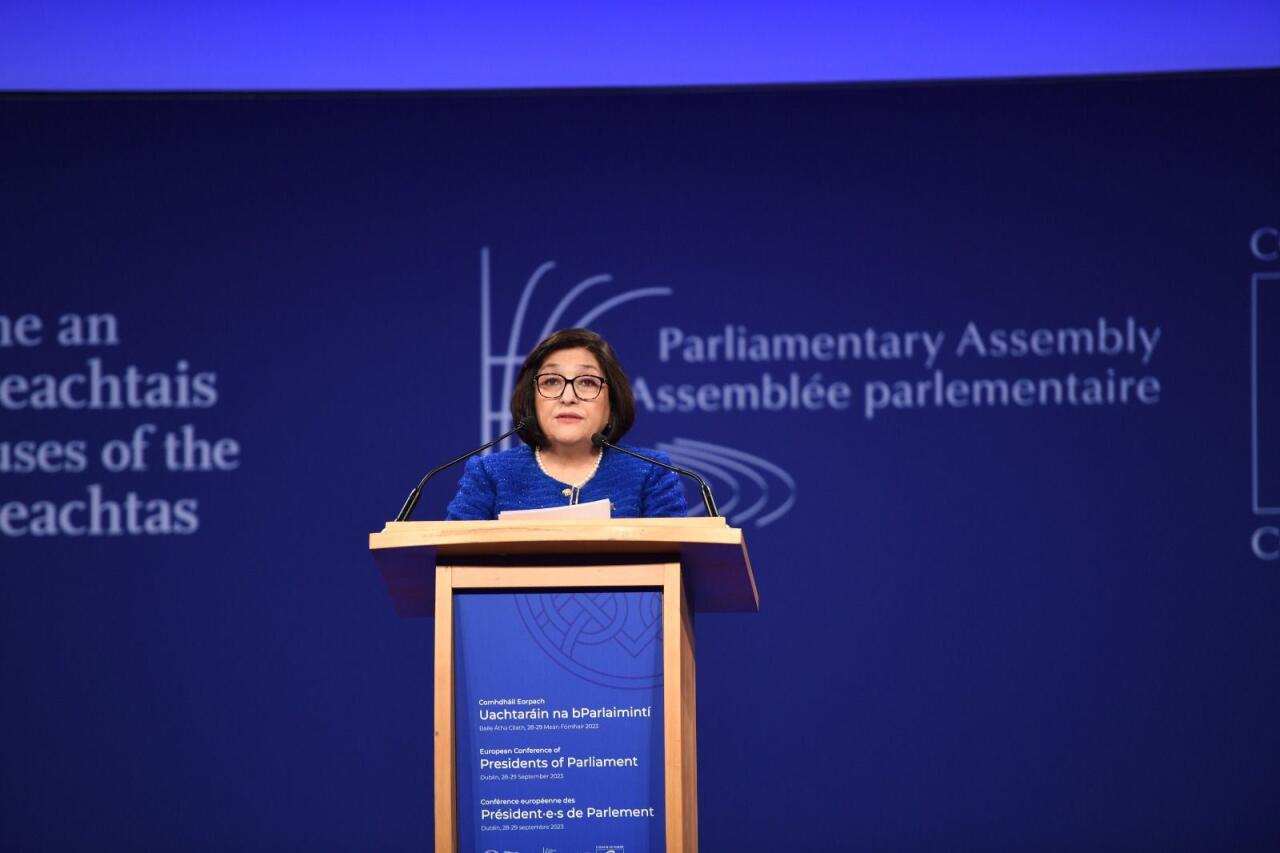 Sahibə Qafarova Parlament Spikerlərinin Avropa Konfransında Azərbaycan həqiqətlərindən danışdı