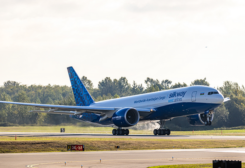 Инаугурационный рейс первого самолета Boeing 777F авиакомпании Silk Way West Airlines из Сиэтла в Баку